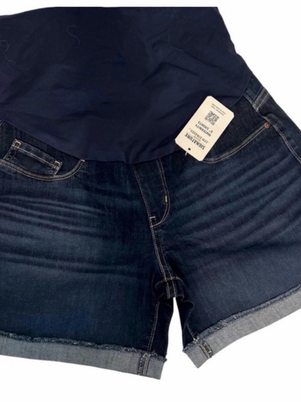 Levi Strauss Signature Gold Maternity Denim Shorts Size M NWT 5" Inseam Blue - Picture 4 of 13